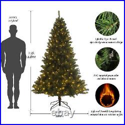 Pre-Lit Christmas Tree with Foldable Stand Spruce Artificial Xmas Tree with Lights