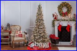 Pre Lit Clear UL Lightly White Flocked Canyon Fir Green Christmas Tree, 7.5 ft