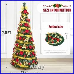 Pre Lit Pre Decorated Christmas Tree Pop Up with Remote Control, with Warm Wh