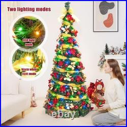 Pre Lit Pre Decorated Christmas Tree Pop Up with Remote Control, with Warm Wh