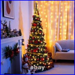 Pre Lit Pre Decorated Christmas Tree Pop Up with Remote Control, with Warm Wh