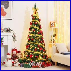 Pre Lit Pre Decorated Christmas Tree Pop Up with Remote Control, with Warm Wh