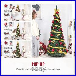 Pre Lit Pre Decorated Christmas Tree Pop Up with Remote Control, with Warm Wh