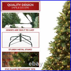 Pre-Lit Realistic Artificial Christmas Tree with Pine Cones, Lights, Stand