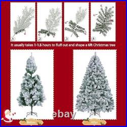 Pre-Lit Snow Flocked Artificial Christmas Tree with White and Multicolor Lights