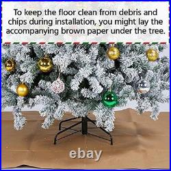 Pre-Lit Snow Flocked Artificial Christmas Tree with White and Multicolor Lights