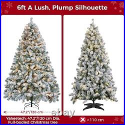 Pre-Lit Snow Flocked Artificial Christmas Tree with White and Multicolor Lights