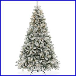 Pre-Lit Snow Flocked Pine Artificial Christmas Tree, 9 Light Sequences