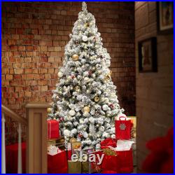 Pre-Lit Snow Flocked Pine Artificial Christmas Tree, 9 Light Sequences