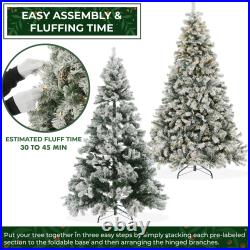 Pre-Lit Snow Flocked Pine Artificial Christmas Tree, 9 Light Sequences