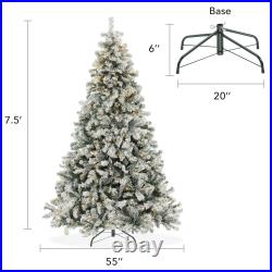 Pre-Lit Snow Flocked Pine Artificial Christmas Tree, 9 Light Sequences