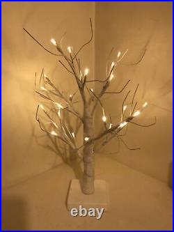 Pre Lit White Twig Tree 24 Warm White LEDs Christmas Lights