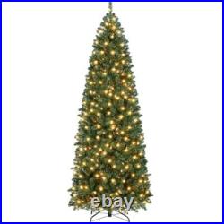 Pre-lit 7.5ft Artificial Christmas Tree Slim Design With Warm White Lights New Pre-lit 7.5ft Artificial Christmas Tree Slim Design With Warm White Lights New