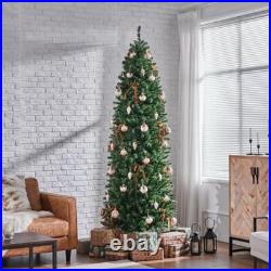 Pre-lit 7.5ft Artificial Christmas Tree Slim Design With Warm White Lights New Pre-lit 7.5ft Artificial Christmas Tree Slim Design With Warm White Lights New