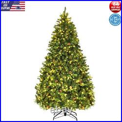 Pre-lit Artificial Christmas Tree 7ft Hinged Spruce 460 LED Lights Pine Cones US Pre-lit Artificial Christmas Tree 7ft Hinged Spruce 460 LED Lights Pine Cones US