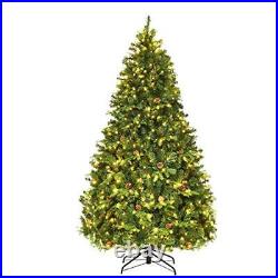 Pre-lit Artificial Christmas Tree 7ft Hinged Spruce 460 LED Lights Pine Cones US Pre-lit Artificial Christmas Tree 7ft Hinged Spruce 460 LED Lights Pine Cones US