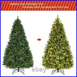 Pre-lit Artificial Christmas Tree 7ft Hinged Spruce 460 LED Lights Pine Cones US Pre-lit Artificial Christmas Tree 7ft Hinged Spruce 460 LED Lights Pine Cones US
