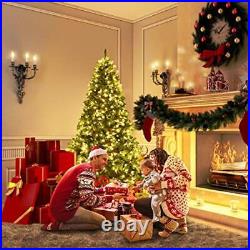 Pre-lit Artificial Christmas Tree 7ft Hinged Spruce 460 LED Lights Pine Cones US Pre-lit Artificial Christmas Tree 7ft Hinged Spruce 460 LED Lights Pine Cones US