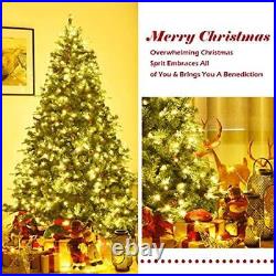 Pre-lit Artificial Christmas Tree 7ft Hinged Spruce 460 LED Lights Pine Cones US Pre-lit Artificial Christmas Tree 7ft Hinged Spruce 460 LED Lights Pine Cones US