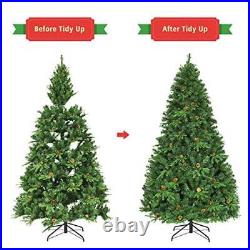 Pre-lit Artificial Christmas Tree 7ft Hinged Spruce 460 LED Lights Pine Cones US Pre-lit Artificial Christmas Tree 7ft Hinged Spruce 460 LED Lights Pine Cones US