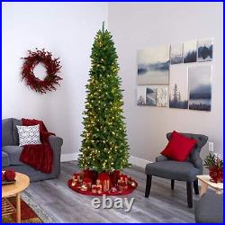 Pre-lit Artificial Christmas Tree Slim Alberta Spruce Clear Lights New 9 FT