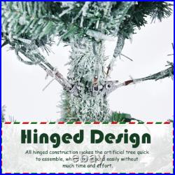 Pre-lit Artificial Christmas Tree Snow Flocked Holiday Decor for Indoor Outdoor