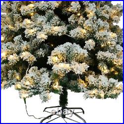 Pre-lit Artificial Christmas Tree with LED Lights Snow Flocked Holiday Decoration