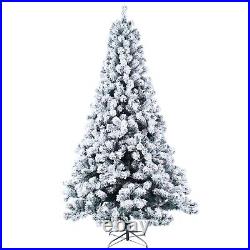 Pre-lit Artificial Christmas Tree with LED Lights Snow Flocked Holiday Decoration