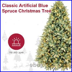 Pre-lit Blue Spruce Artificial Christmas Tree with Warm LED Lights Hinged Design Pre-lit Blue Spruce Artificial Christmas Tree with Warm LED Lights Hinged Design