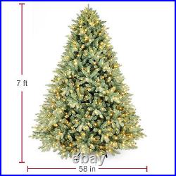 Pre-lit Blue Spruce Artificial Christmas Tree with Warm LED Lights Hinged Design Pre-lit Blue Spruce Artificial Christmas Tree with Warm LED Lights Hinged Design