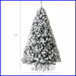 Pre-lit Snow Flocked Artificial Christmas Tree Xmas with LED Lights