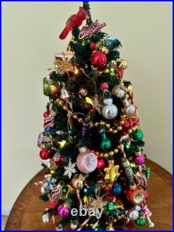 Pre-lit Vintage Decorated Table Christmas Tree 18 BYERS' CHOICE SAKS ENHANCED