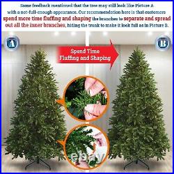 Prelit Artificial Full Christmas Tree Hinged with Pre-strung LED Lights 8 Modes