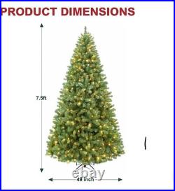 Prelit Christmas Tree, Artificial Christmas Tree 7.5ft, Hykolity, 450 Warm Light