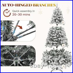 Prelit Snow Flocked Artificial Full Christmas Tree 6Ft with Remote Control, Chri