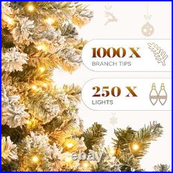 Prelit Snow Flocked Artificial Full Christmas Tree 6Ft with Remote Control, Chri