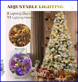Prelit Snow Flocked Artificial Full Christmas Tree 6ft with Remote Control