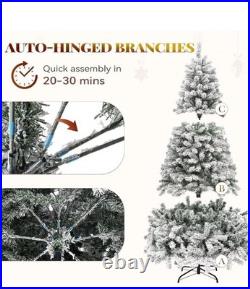 Prelit Snow Flocked Artificial Full Christmas Tree 6ft with Remote Control