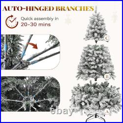 Prelit Snow Flocked Artificial Full Christmas Tree 7.5Ft with Remote Control, Ch