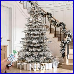 Prelit Snow Flocked Christmas Tree 7.5Ft with Remote