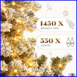 Prelit Snow Flocked Christmas Tree 7.5Ft with Remote