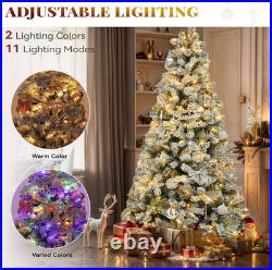 Prelit Snow Flocked Christmas Tree 7.5Ft with Remote