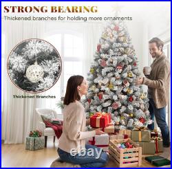 Prelit Snow Flocked Christmas Tree 7.5Ft with Remote