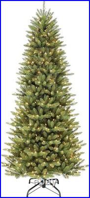 Puleo 7.5 Foot Pre-Lit Slim Fraser Fir Artificial Christmas Tree 500 White Light