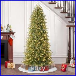 Puleo 7.5 Foot Pre-Lit Slim Fraser Fir Artificial Christmas Tree 500 White Light