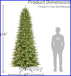 Puleo 9 Ft Pre-lit Artificial Christmas Tree Slim Fraser Fir 800 Clear Lights