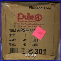 Puleo International 7.5 Foot Pre-Lit Flocked Artificial Christmas Tree