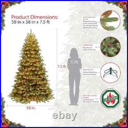 Puleo International 7.5 ft Prelit Fraser Fir Artificial Christmas Tree 600 Light