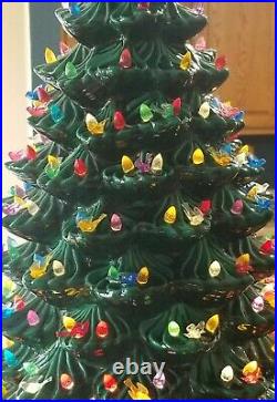 RARE 33 Vintage Ceramic Christmas Tree withBase, Atlantic Mold, Lights Star, Exc
