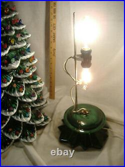 RARE HUGE 32 Atlantic Mold Ceramic Flocked Christmas Tree & Base 300 Lights